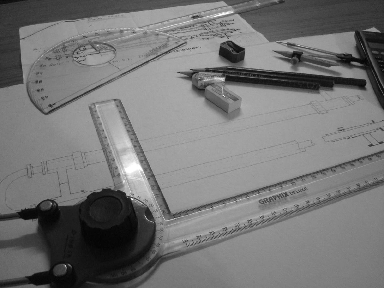 Engineering design drawings laid out for review