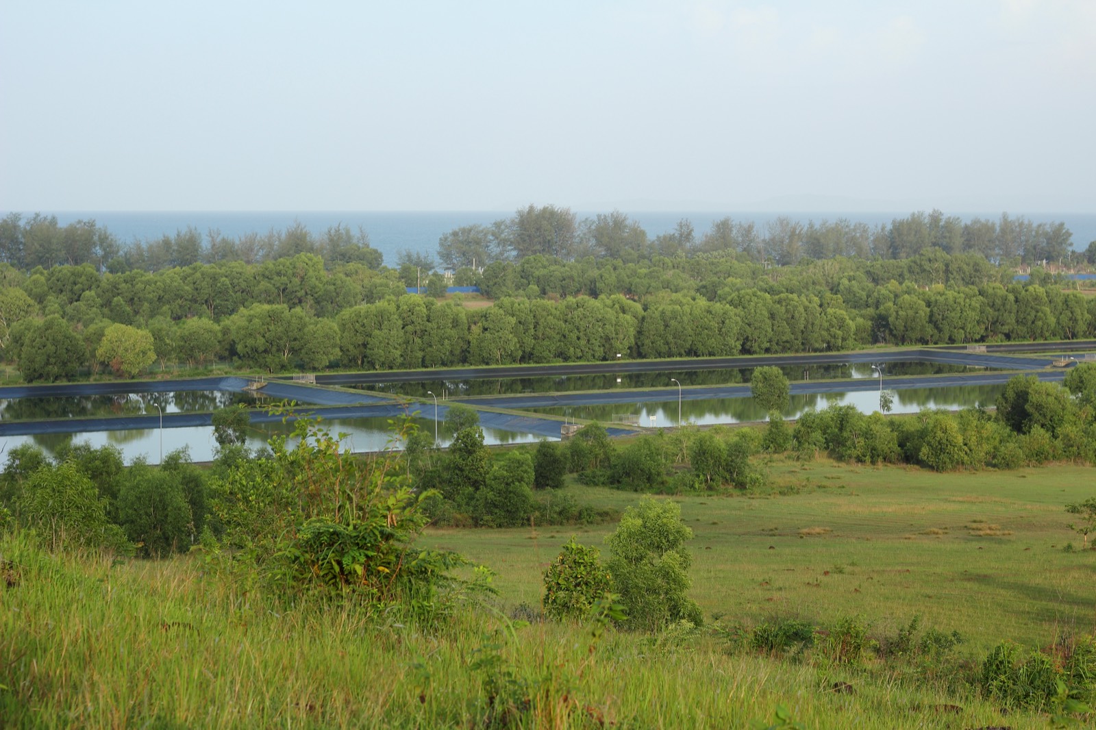Wastewater treatment plant with settling tanks